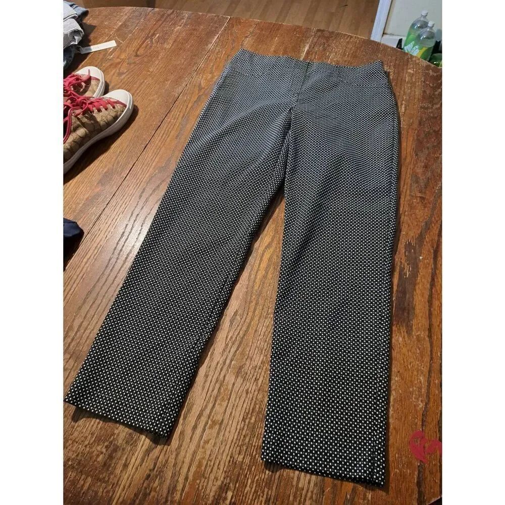 Joseph Ribkoff Womens Black White Polka Dot Pull-On Stretch Pants Size 10 Ankle